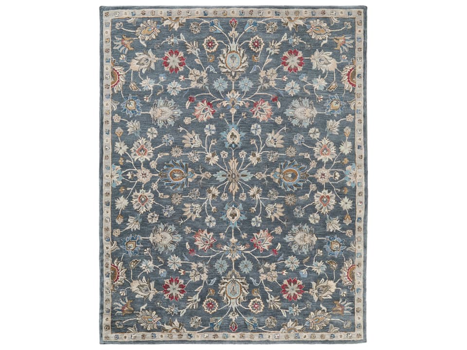 Feizy Rylan Hand-Tufted Wool Floral Area Rug in Blue and Gray