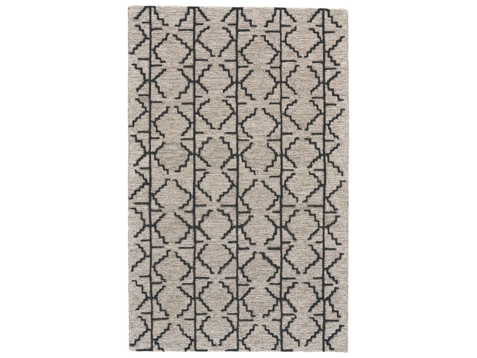 Feizy Enzo Hand-Tufted Wool Blend Area Rug with Organic Pattern in Charcoal Gray