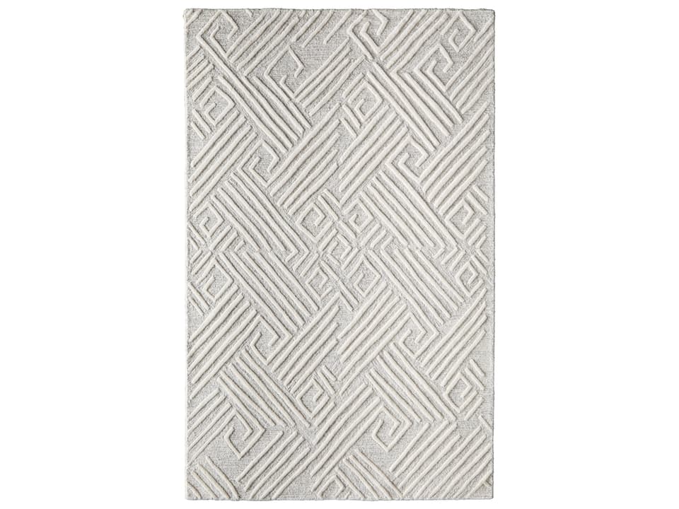 Feizy Enzo Ivory Natural Hand-Tufted Wool Blend Area Rug with 3D Organic Pattern