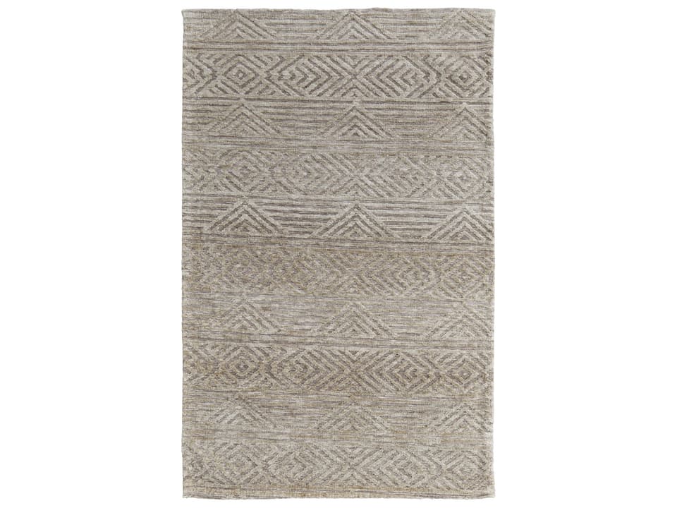 Colton Geometric High-Low Pile Area Rug in Brown Micro-Polyester