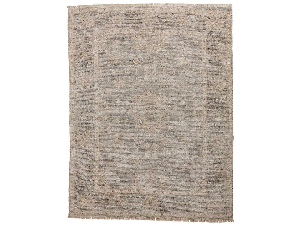 Caldwell Hand Woven Wool and Viscose Distressed Area Rug in Gray