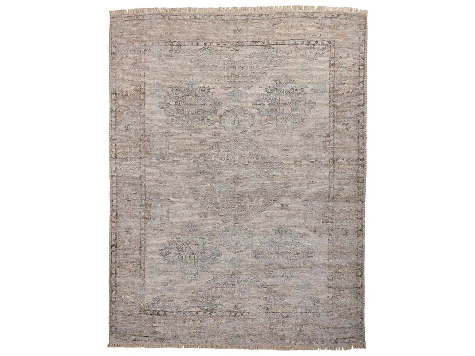 Caldwell Collection Hand Woven Wool and Viscose Area Rug in Stone
