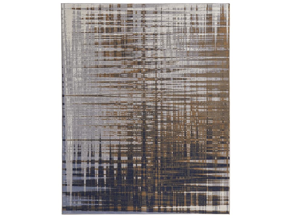 Clio Abstract Area Rug in Blue Orange Gray
