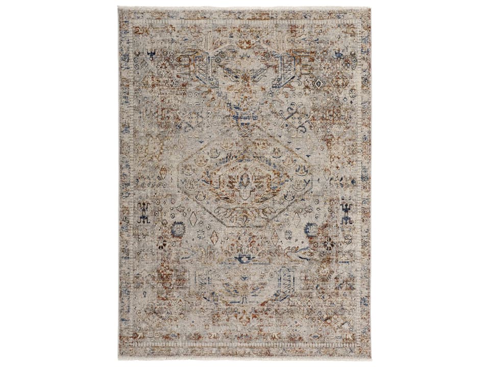 Kaia Power Loomed Area Rug with Distressed Border