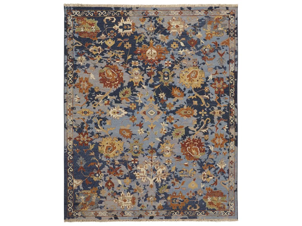 Leylan Bordered Wool Area Rug Tribal Design