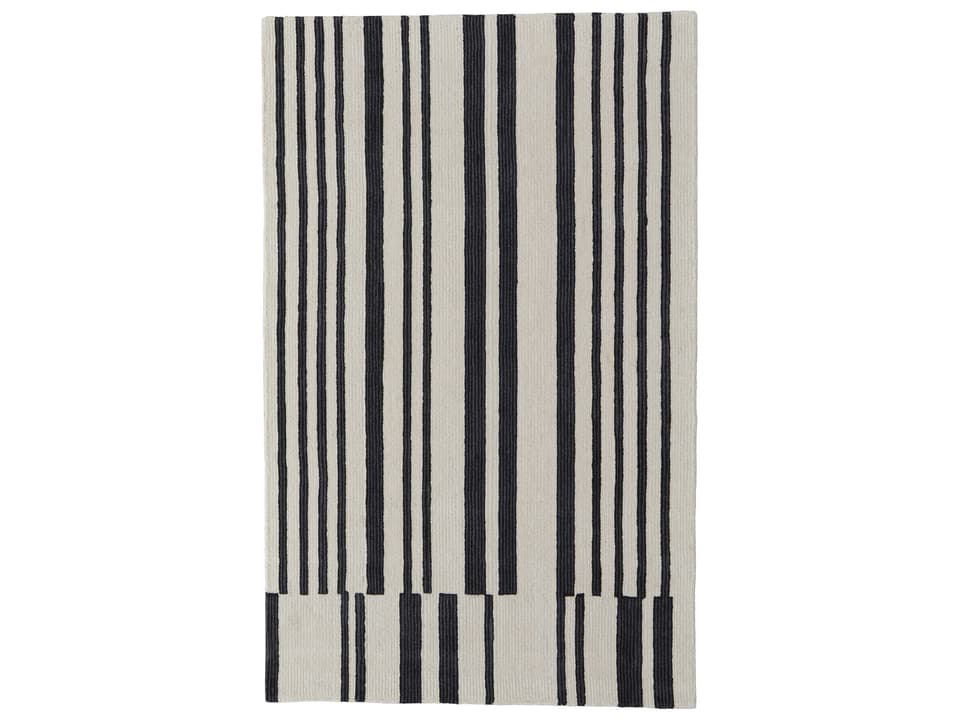 Maguire Geometric Area Rug Ivory and Black Hand-Tufted Wool