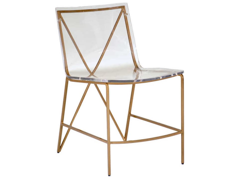 Johnson Clear Acrylic Dining Side Chair with Antique Gold X-Frame
