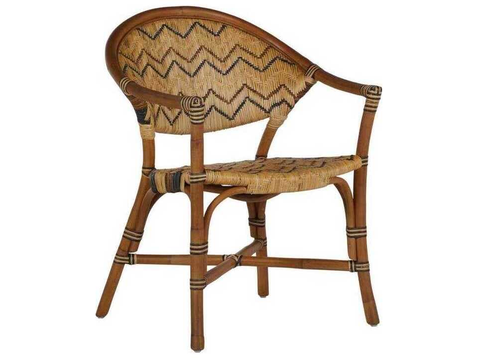 Emmett Rattan Arm Dining Chair in Black and Natural