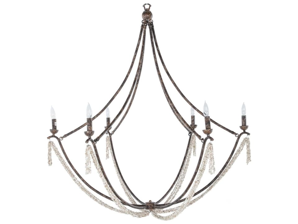 Nakita 6-Light Rust Coral White Bronze Candelabra Chandelier