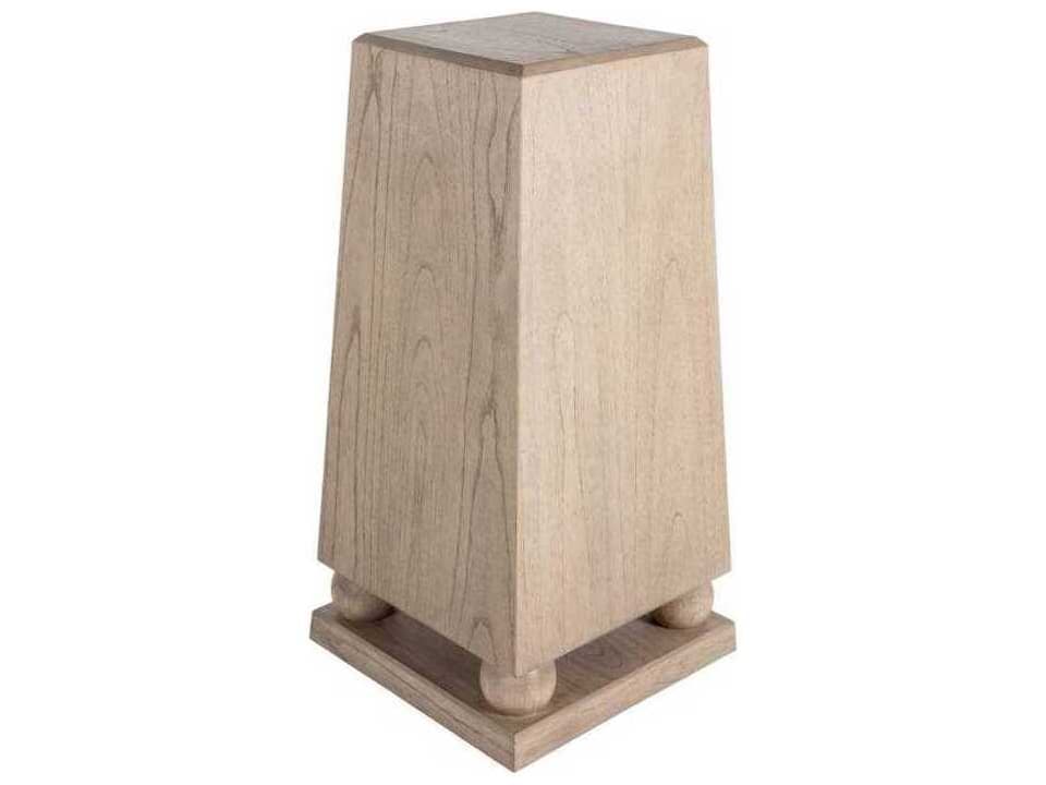 Chess Square Wood Pedestal End Table in Natural Bay Finish