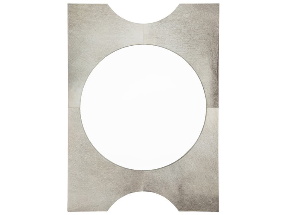 Oakley Round Wall Mirror with Natural Ivory Hide Frame