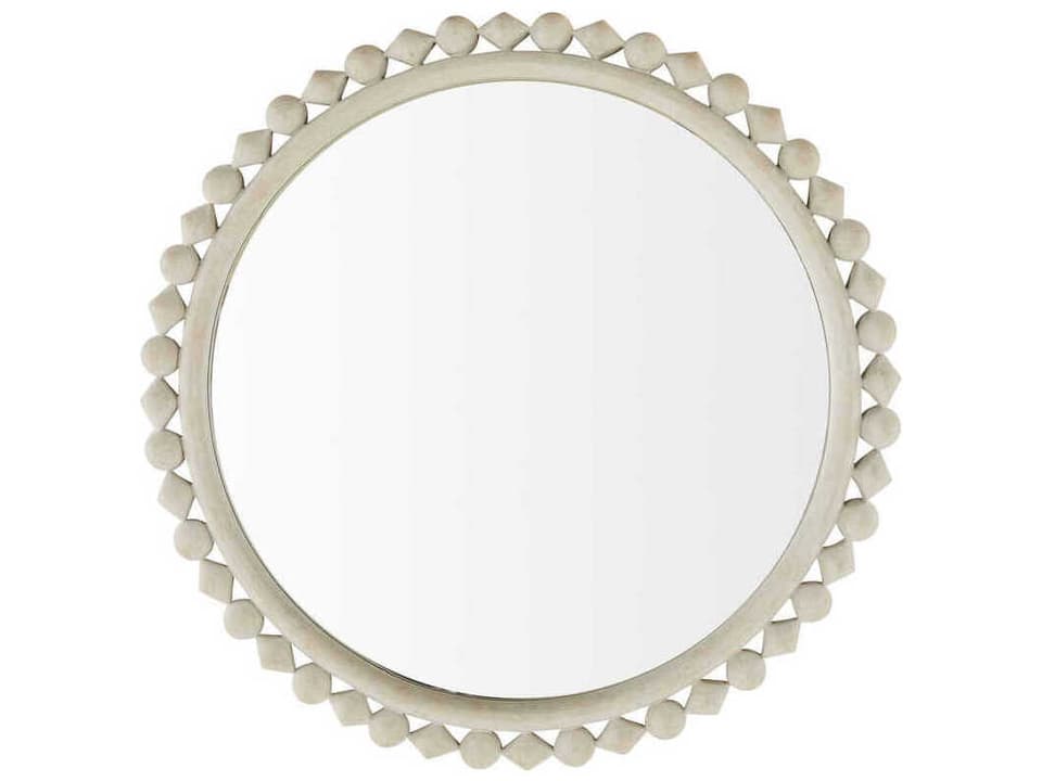 Belle Round Wall Mirror in Distressed White