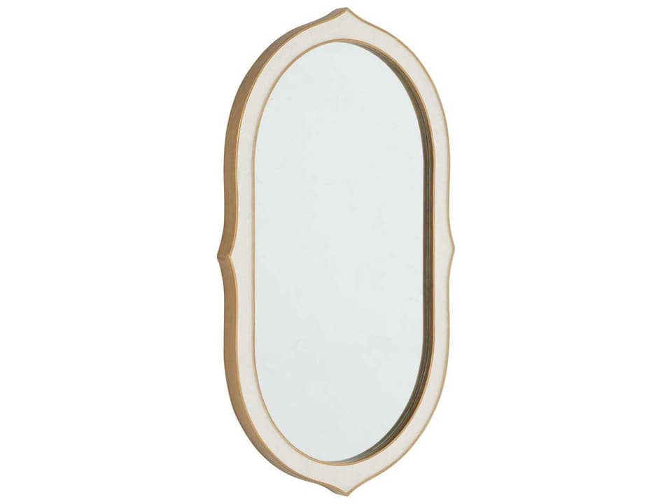 Allie Elongated Wall Mirror in Gilded Gold and White Shagreen