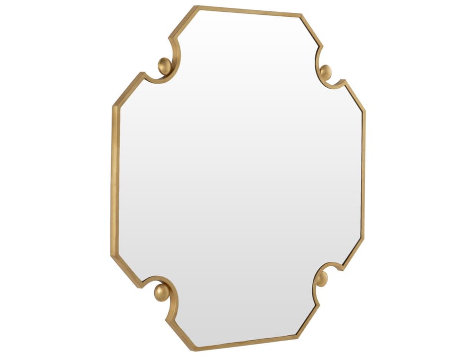 Monet Octagonal Accent Wall Mirror in Antique Brass