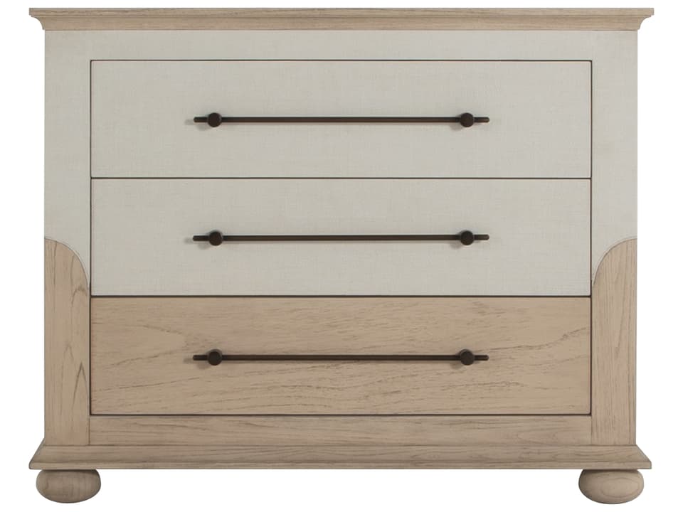 Crestine Natural Mindi Wood Accent Chest with White Raffia and Antique Bronze Hardware