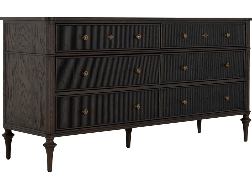 Gabby Andrea 6-Drawer Dresser — Dark Stained Oak with Antique