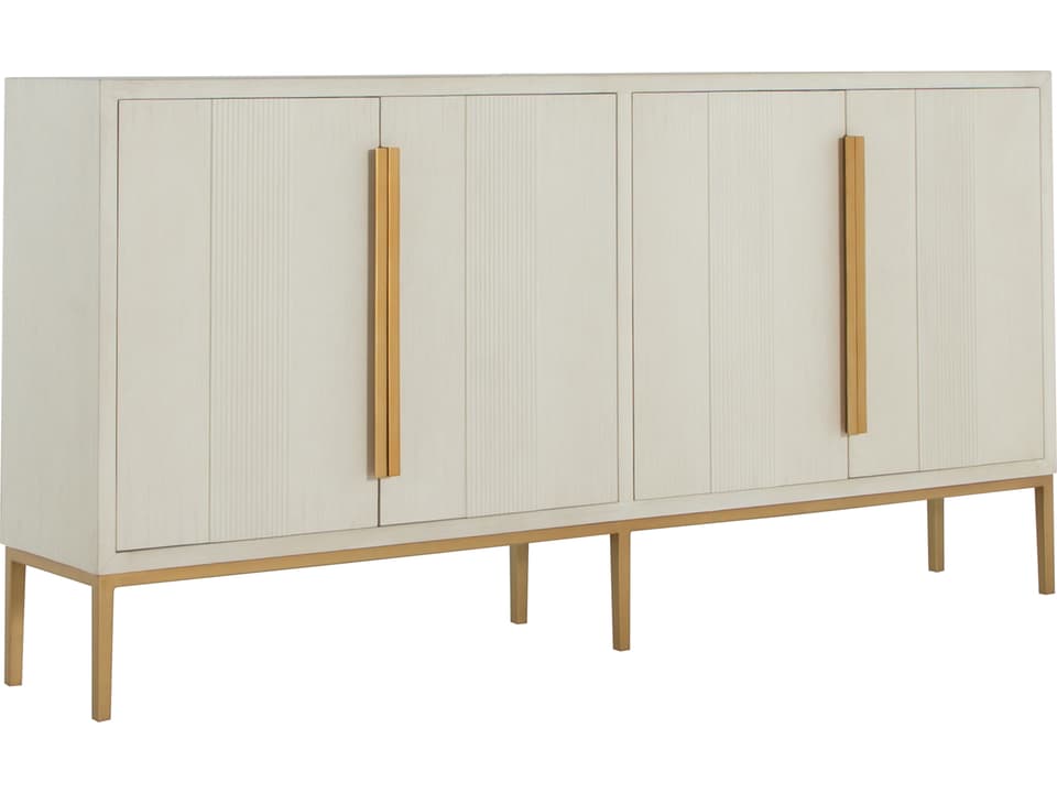 Robinson 72-Inch Sesame White Wood Sideboard with Stained Gold Hardware