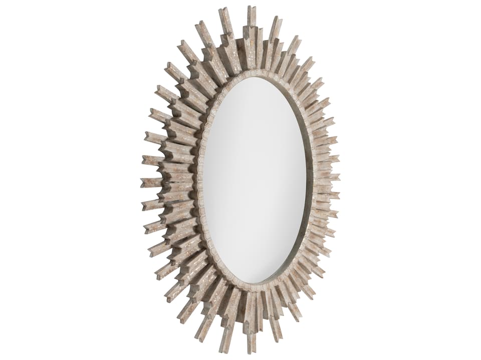 Jean-Michel Wall Mirror Sunburst in Antique White and Gold