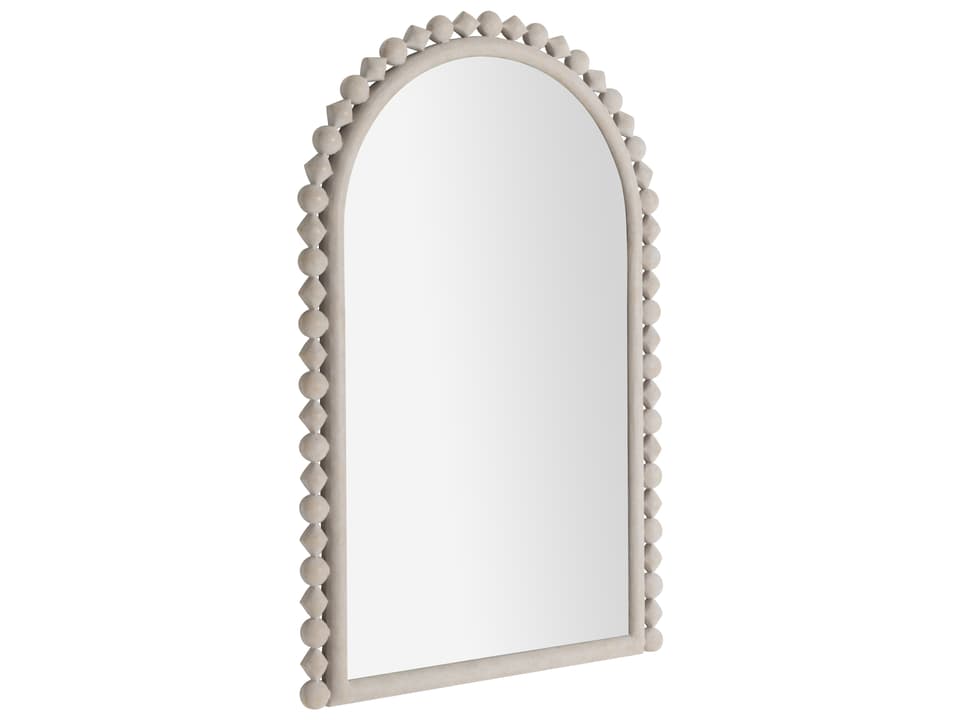 Belle Arched Wall Mirror in Distressed White and Ivory
