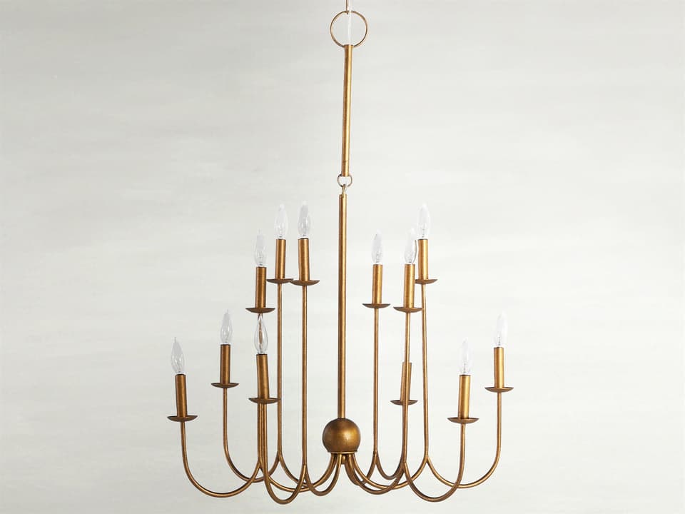 Snow 12-Light Candelabra Chandelier in Ashwell Gold