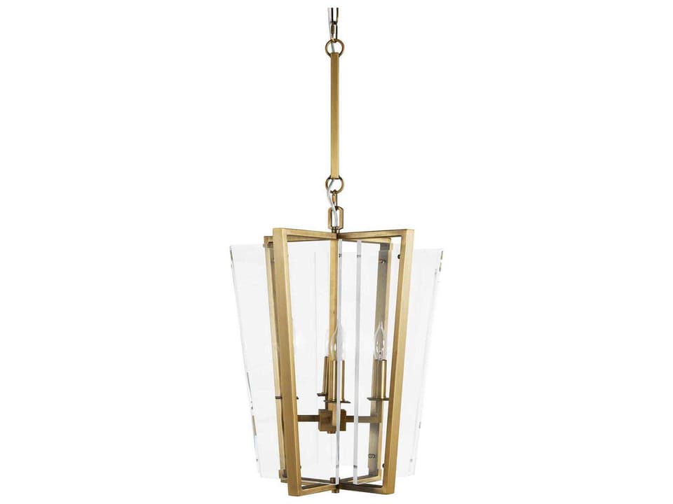 4-Light Melissa Lantern Chandelier in Matte Antique Brass with Clear Acrylic