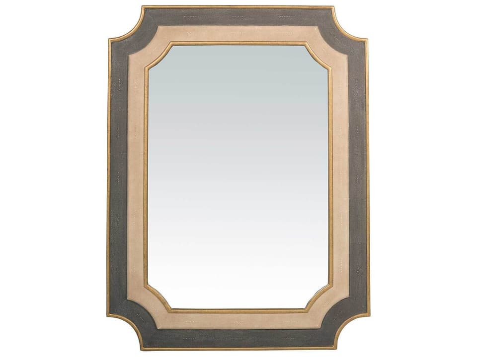 Yardley Rectangle Mirror with Faux Shagreen and Antique Gold Finish