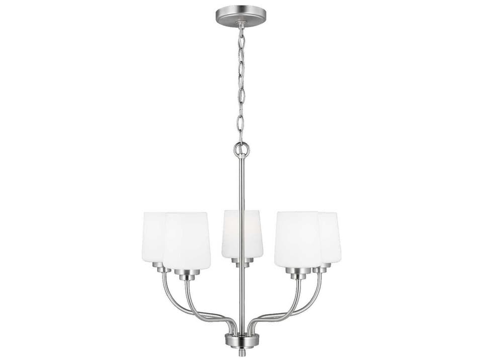 Windom 5-Light Chandelier in Brushed Nickel with Etched Glass