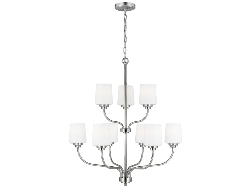 Windom 9-Light Chandelier in Brushed Nickel with Etched Glass