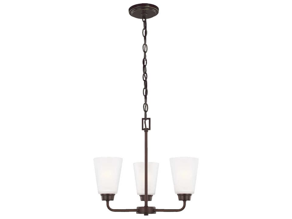 Kerrville 3-Light Chandelier in Bronze with Satin Etched Glass