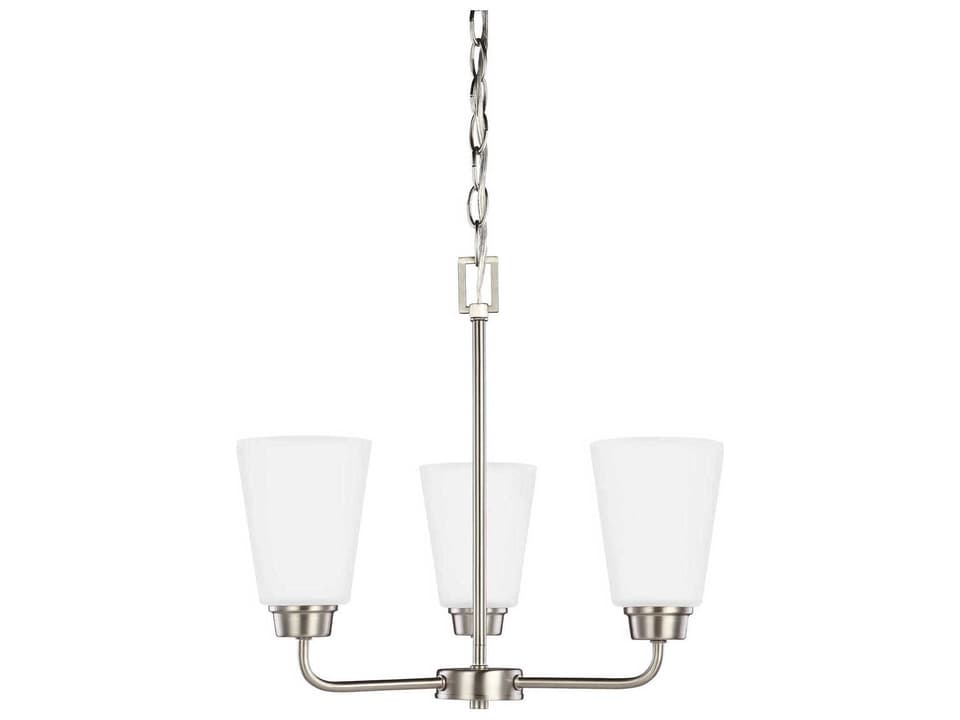 Kerrville 3-Light Chandelier in Brushed Nickel with Satin Etched Glass