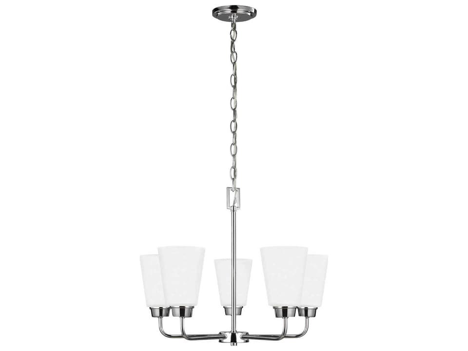Kerrville 5-Light Chandelier in Chrome with Satin Etched Glass