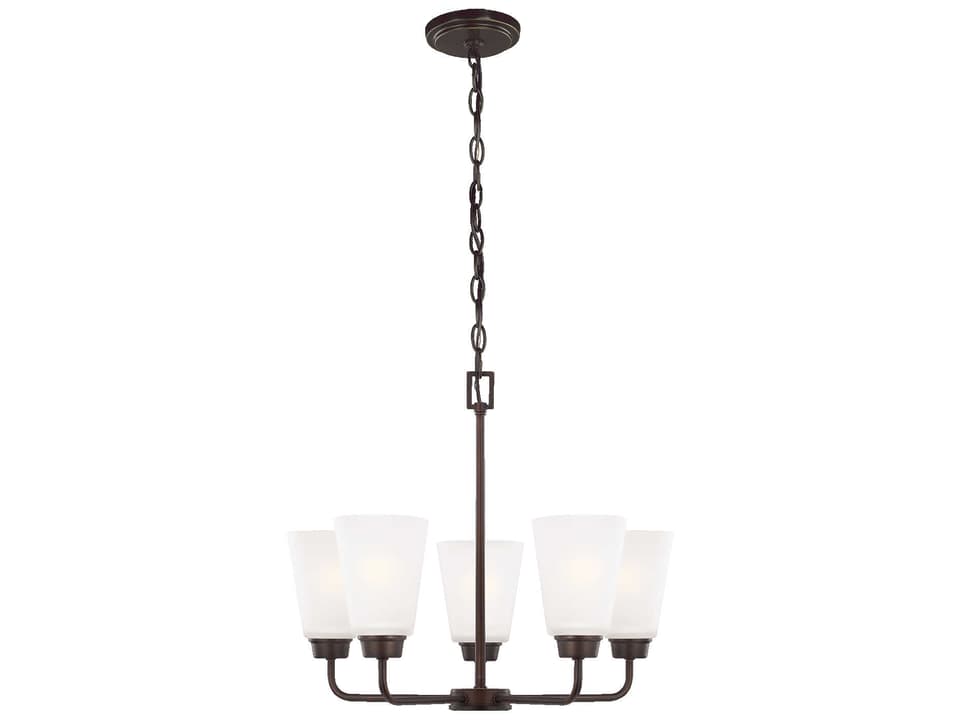5-Light Kerrville Chandelier in Bronze with Satin Etched Glass
