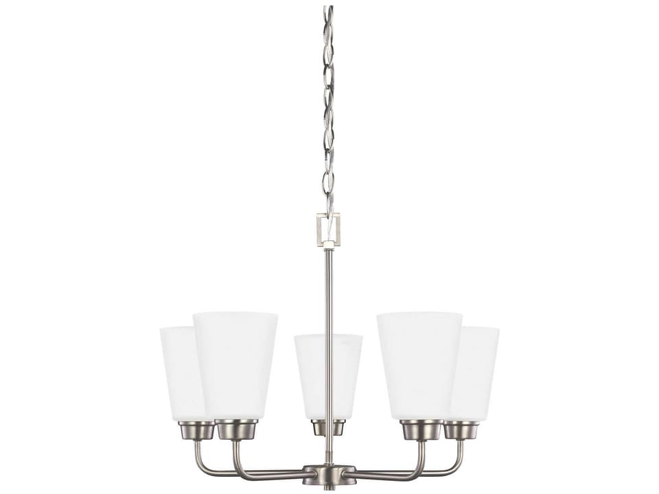 Kerrville 5-Light Chandelier in Brushed Nickel with Satin Etched Glass