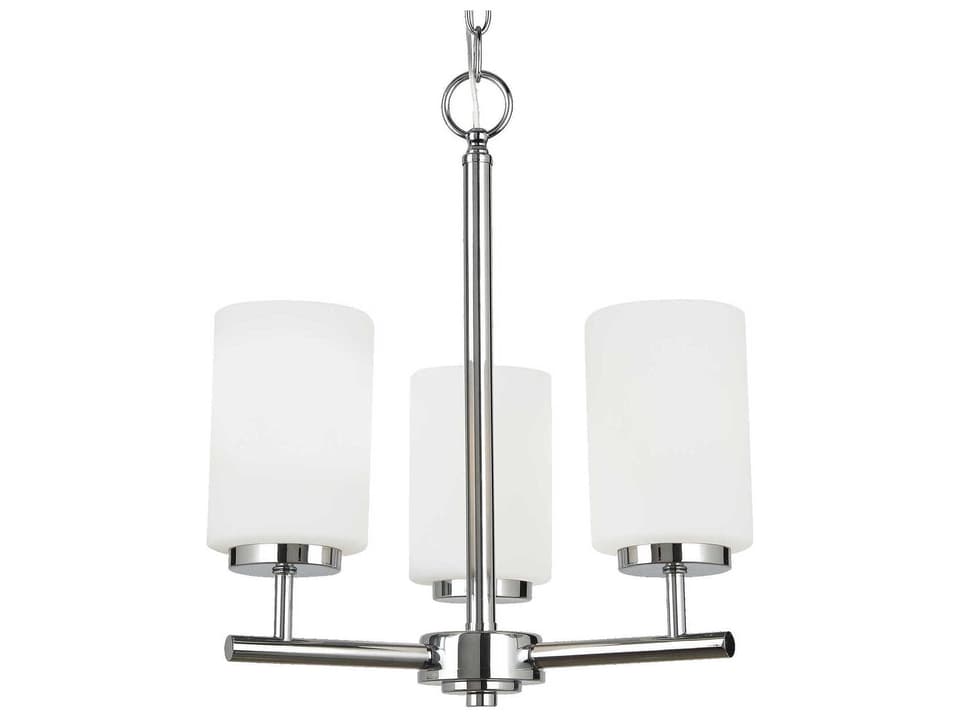 3-Light Oslo Chandelier in Chrome with Cased Opal Etched Glass