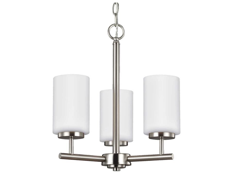 3-Light Oslo Chandelier in Brushed Nickel with Opal Etched Glass