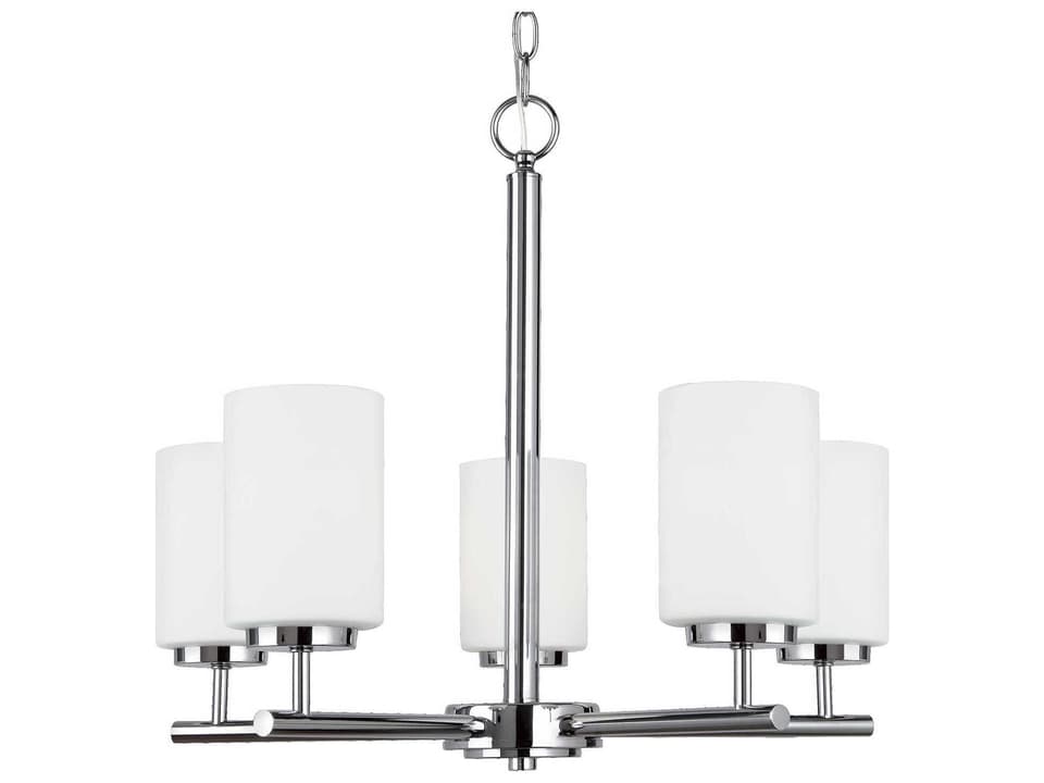 Oslo 5-Light Chandelier in Chrome with Opal Etched Glass