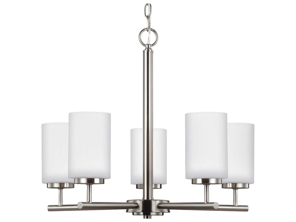 Oslo 5-Light Chandelier in Brushed Nickel with Opal Etched Glass