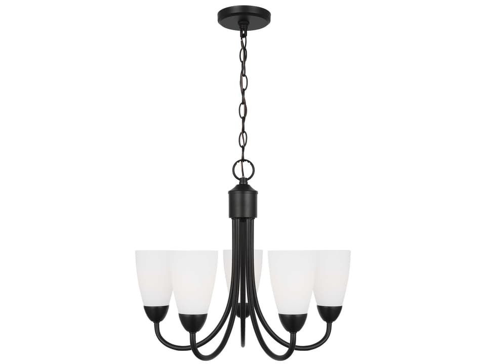 Seville 5-Light Chandelier in Midnight Black with Etched Glass