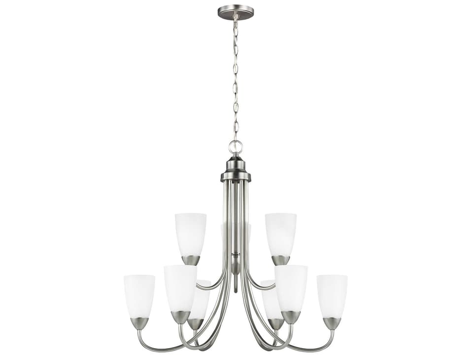 Seville 9-Light Transitional Chandelier in Brushed Nickel