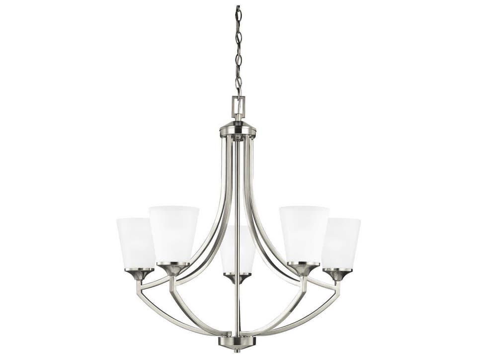 Hanford 5-Light Chandelier in Brushed Nickel with Etched Glass