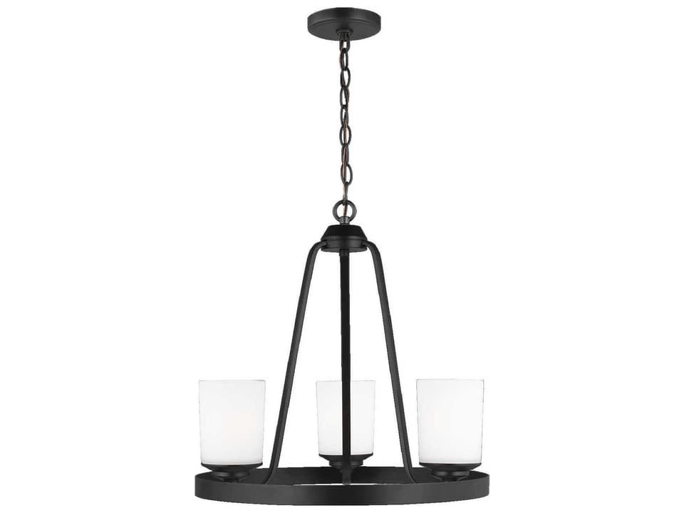 Kemal 3-Light Chandelier in Midnight Black with Etched Glass