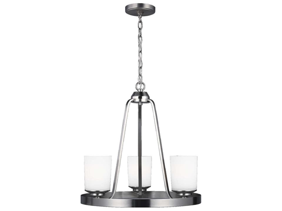 Kemal 3-Light Chandelier in Brushed Nickel with Etched Glass