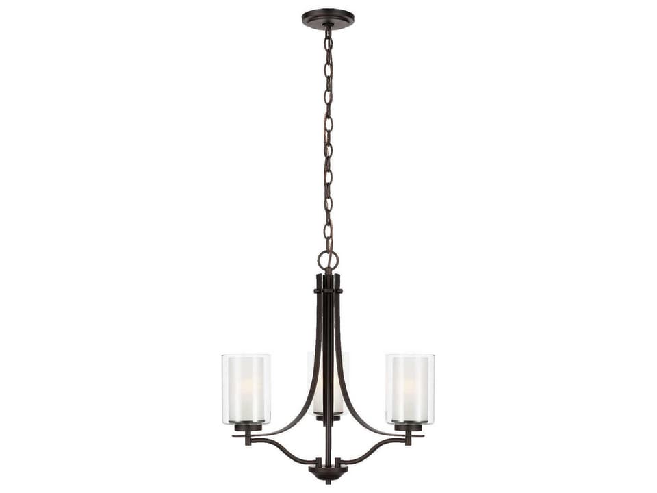 Elmwood Park 3-Light Chandelier in Bronze with Satin Etched Glass