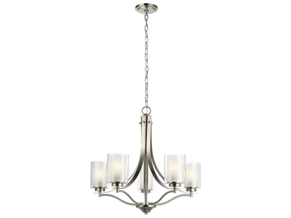 Elmwood Park 5-Light Chandelier in Brushed Nickel with Clear and Etched Glass