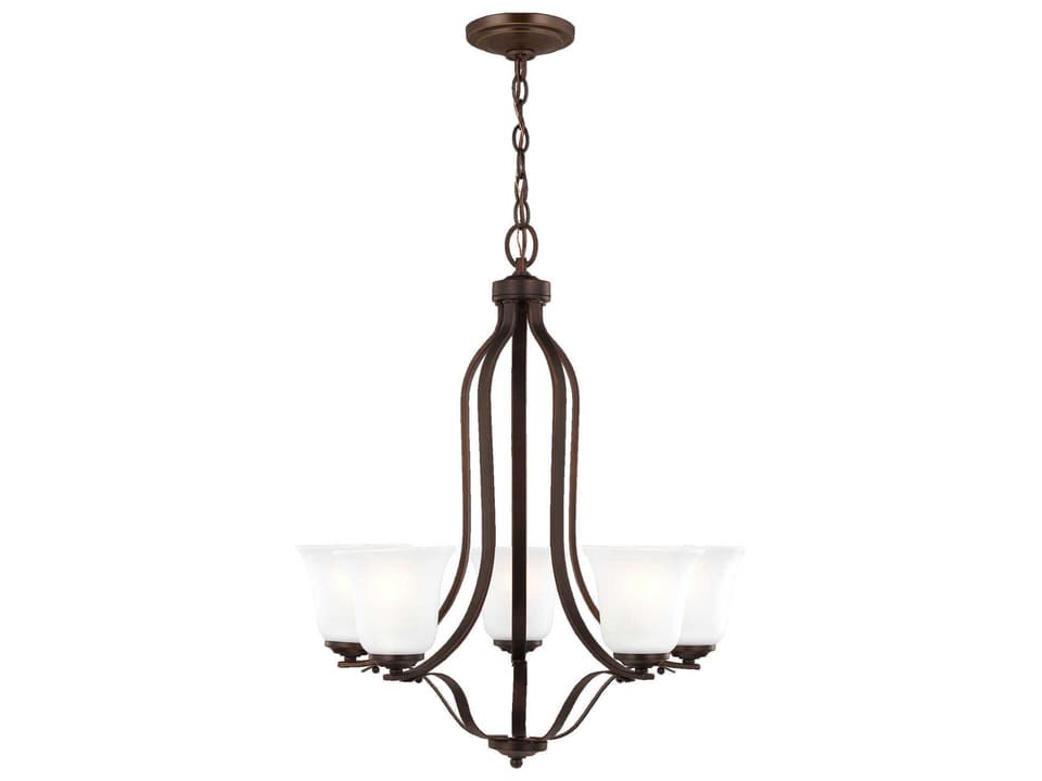 Emmons 5-Light Chandelier in Bronze with Satin Etched Glass