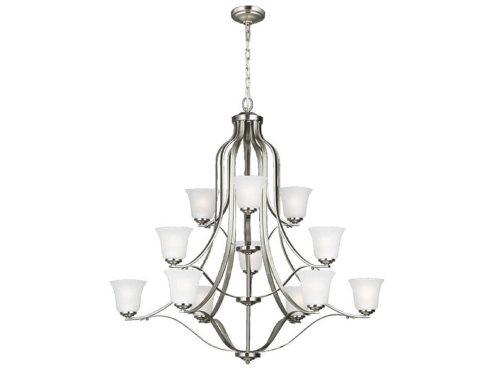 Emmons 12-Light Brushed Nickel Glass Bell Tiered Chandelier