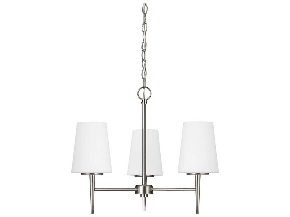 Driscoll 3-Light Chandelier in Brushed Nickel with Etched White Glass