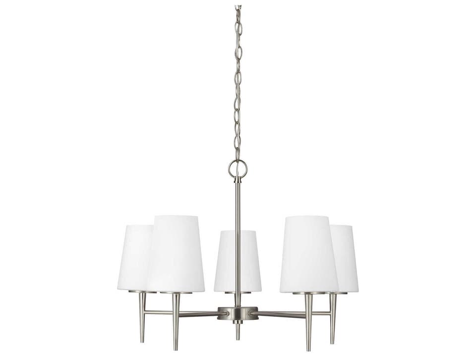 Driscoll 5-Light Chandelier in Brushed Nickel with Etched Glass