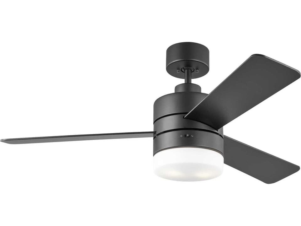 Era 44-Inch 3-Blade Damp Rated Ceiling Fan with Light in Midnight Black
