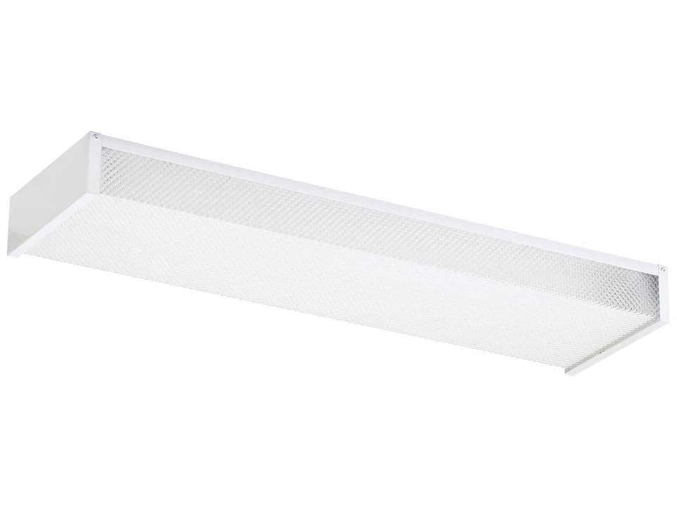 2-Light Drop Lens Fluorescent Flush Mount in White with Clear Textured Glass